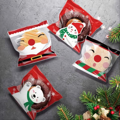 50pcs Christmas Snowman Beer Santa Snack Self Adhesive Packaging Bags Goody Bags