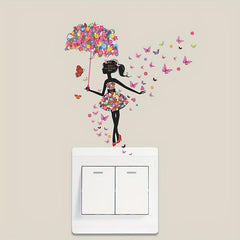 Fairy Flower Switch Sticker Self Adhesive Princess Room Decoration