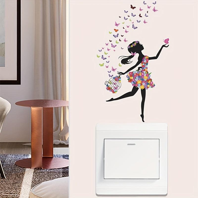 Fairy Flower Switch Sticker Self Adhesive Princess Room Decoration