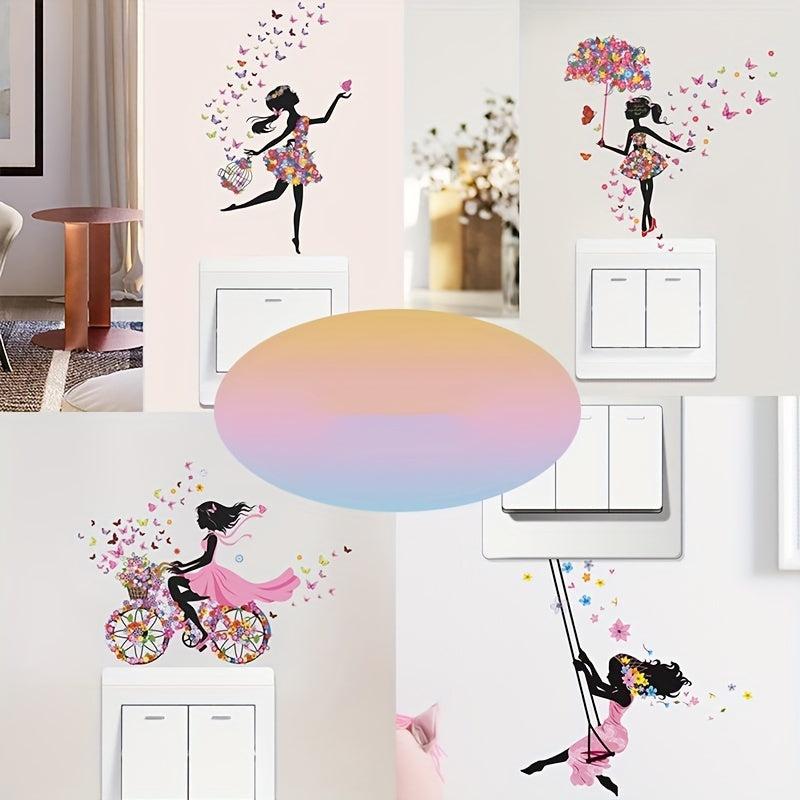 Fairy Flower Switch Sticker Self Adhesive Princess Room Decoration