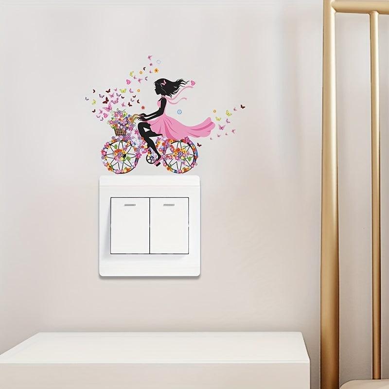 Fairy Flower Switch Sticker Self Adhesive Princess Room Decoration