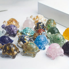 Natural Crystal Crushed Stone Epoxy Turtle Ornaments Fish Tank Decoration