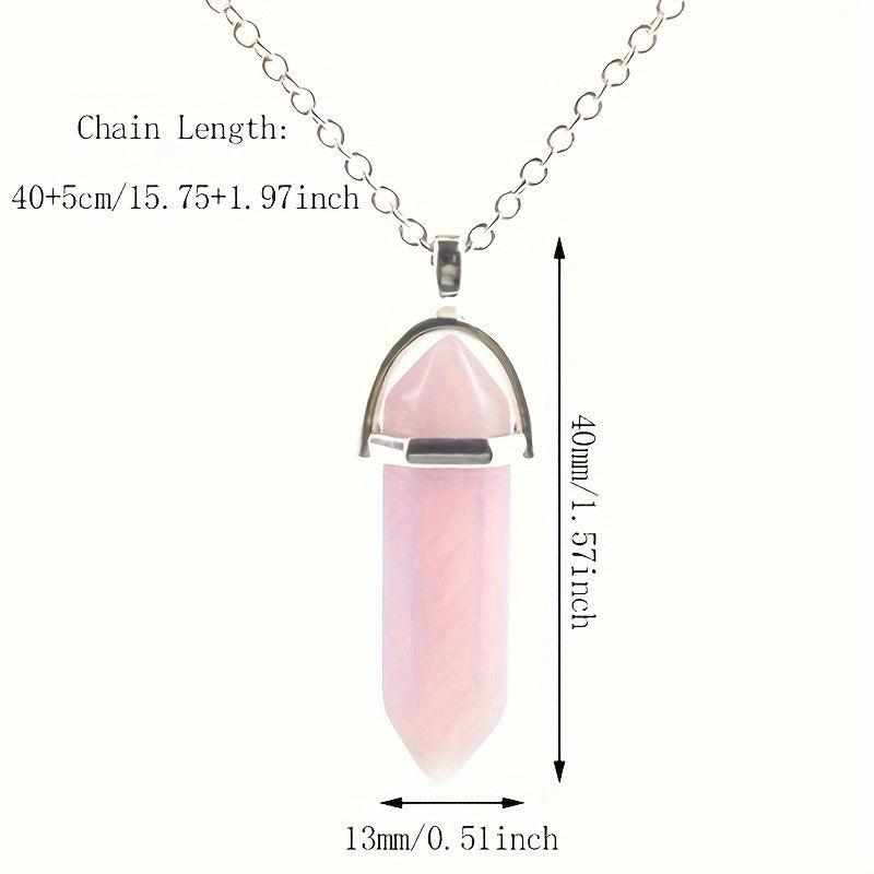Gemstone Crystal Quartz Amethyst Necklace Natural Stone Hexagonal Point Pendant