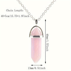 Gemstone Crystal Quartz Amethyst Necklace Natural Stone Hexagonal Point Pendant