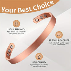 2pcs Copper Magnetic Bracelets Unisex Cuff Bangle Adjustable Jewelry
