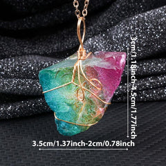 Natural Crystal Necklace Healing Chakra Raw Stone Pendant 18K Plated