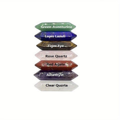 7pcs Chakra Healing Stones Set Hexagon Rose Quartz Gems