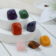 7pcs Chakra Healing Stones Set Hexagon Rose Quartz Gems