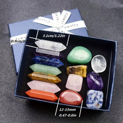 7pcs Chakra Healing Stones Set Hexagon Rose Quartz Gems