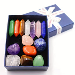 7pcs Chakra Healing Stones Set Hexagon Rose Quartz Gems