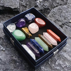 7pcs Chakra Healing Stones Set Hexagon Rose Quartz Gems