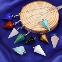 Natural Stone Quartz Gemstone Crystal Hexagonal Reiki Chakra Pendant