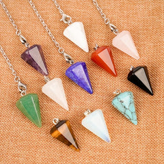 Natural Stone Quartz Gemstone Crystal Hexagonal Reiki Chakra Pendant