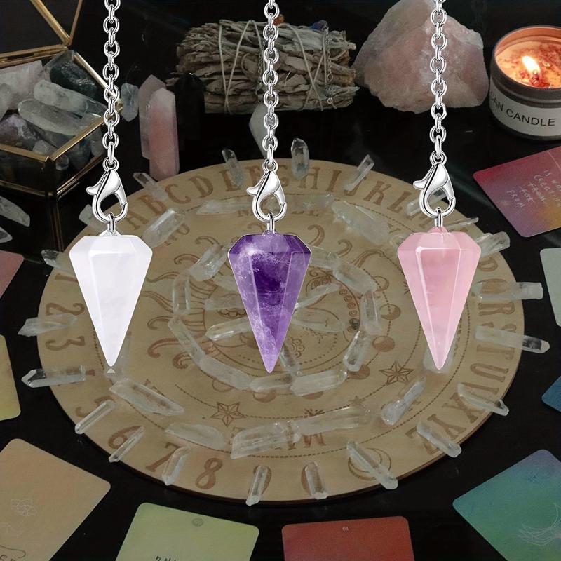 3pcs Crystal Pendulums Set Amethyst Rose Quartz Clear Quartz Healing Crystal