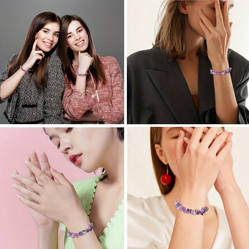Natural Amethyst Bracelet DIY Kit Women's Crystal Gift Home Decor