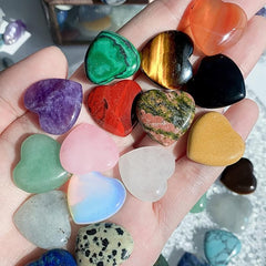 15pcs Heart Crystals Healing Pocket Stones Rose Quartz Amethyst Set