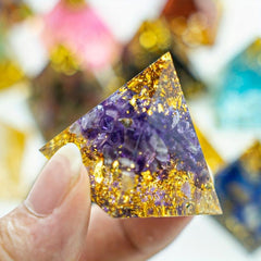 Crystal Orgonite Pyramid Amethyst & Peridot Reiki Chakra Generator