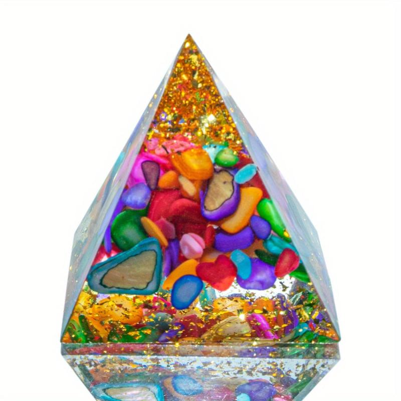 Crystal Orgonite Pyramid Amethyst & Peridot Reiki Chakra Generator
