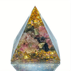 Crystal Orgonite Pyramid Amethyst & Peridot Reiki Chakra Generator