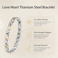 Titanium Steel Love Heart Magnetic Bracelet for Women with Strong Magnets