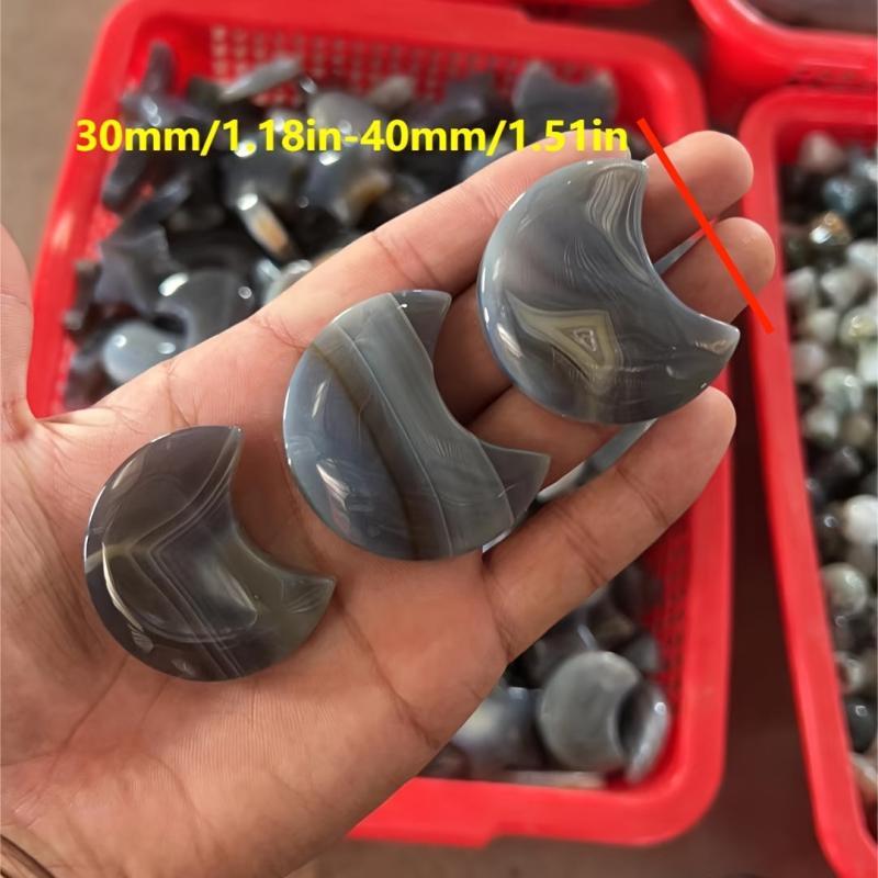 Natural Agate Geode Moon Quartz Moon Carving Crystal
