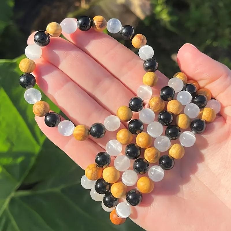 Selenite Tourmaline Palo Santo Crystal Bracelets