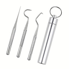 6 Pcs Stainless Steel Toothpick Set with Storage Tube