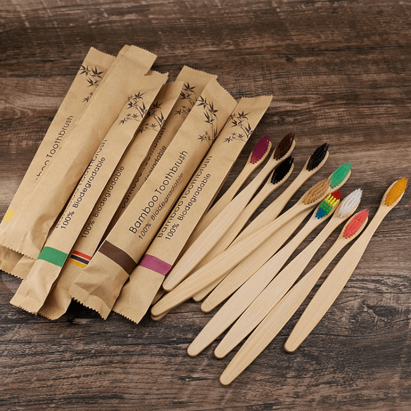 20PCS Bamboo Toothbrushes for Sensitive Teeth, Biodegradable