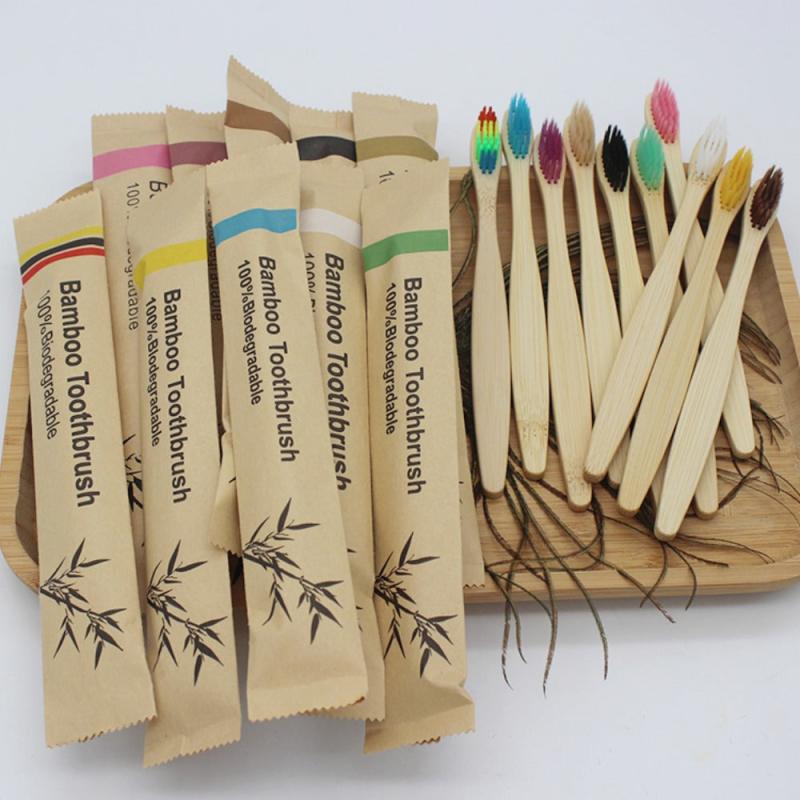 20pcs Bamboo Biodegradable Toothbrush Soft Bristles Deep Cleaning Oral Care