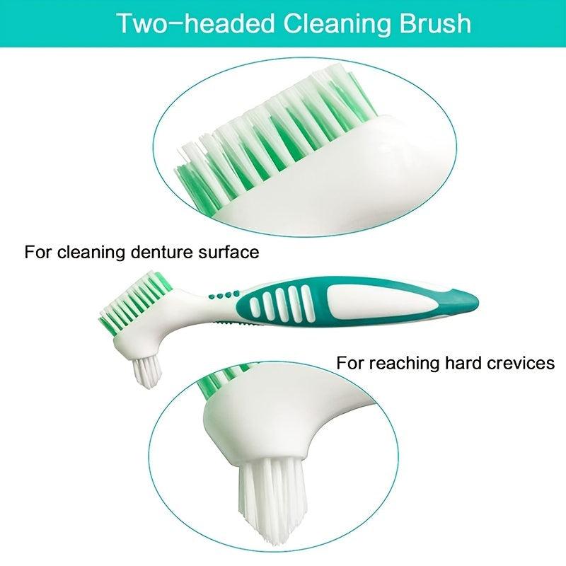Denture Cleaning Brush Double Sided Layered Bristles & Handle