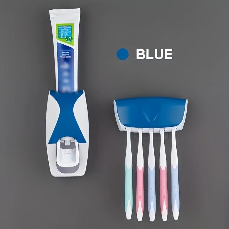 Automatic Toothpaste Dispenser & Brush Holder with Squeezer