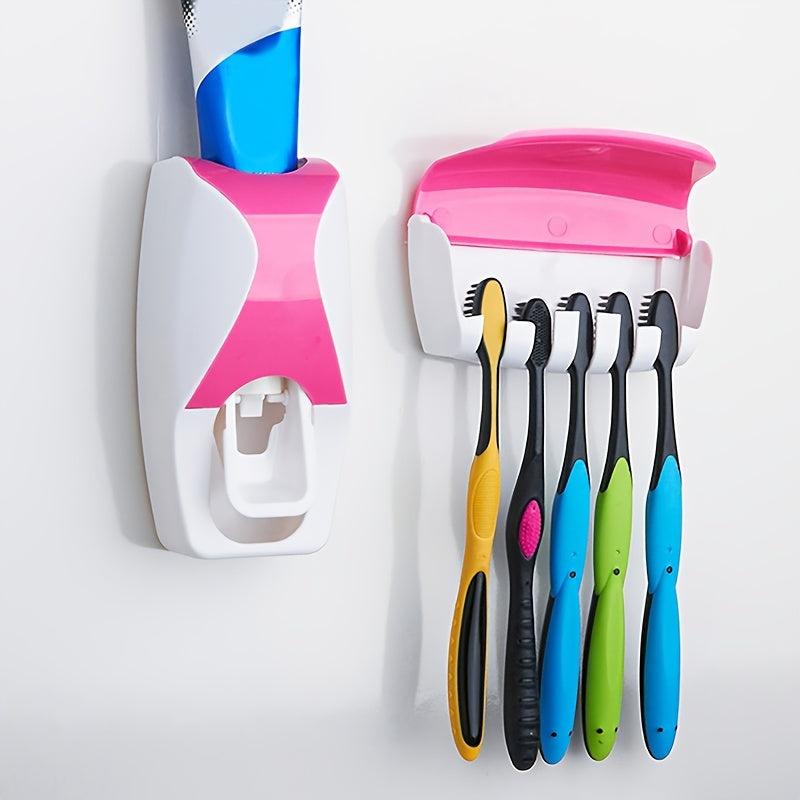 Automatic Toothpaste Dispenser & Brush Holder with Squeezer