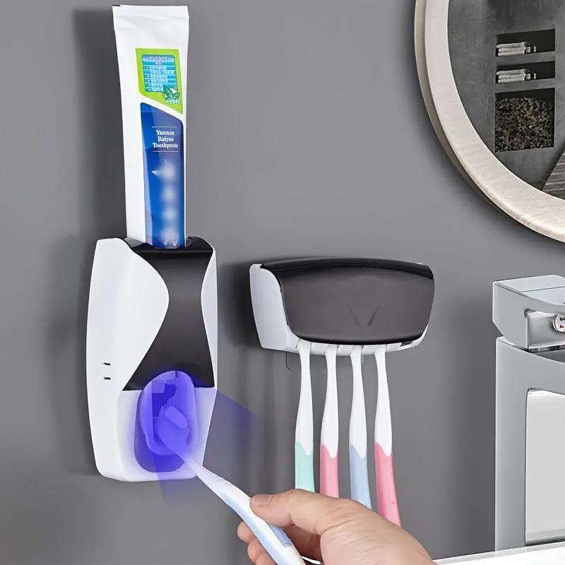 Automatic Toothpaste Dispenser & Brush Holder with Squeezer