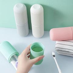 Portable Couple Toothbrush Box & Mouthwash Cup for Travel