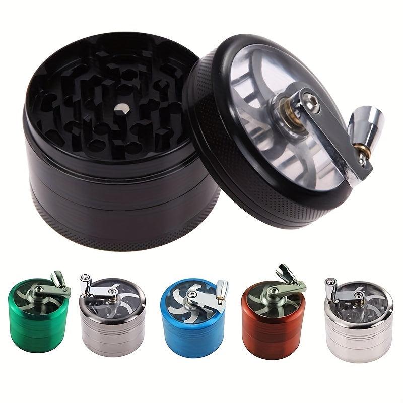 4-Layer Manual Aluminum Spice Crusher Grinder Hand Crank Mill