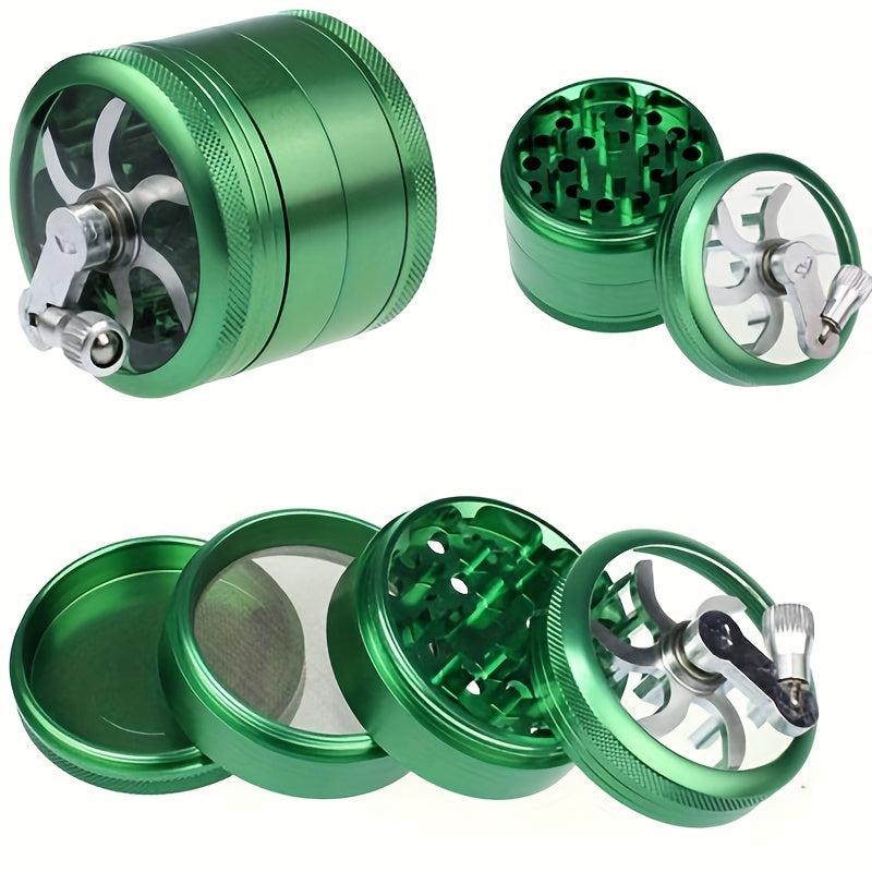 4-Layer Manual Aluminum Spice Crusher Grinder Hand Crank Mill