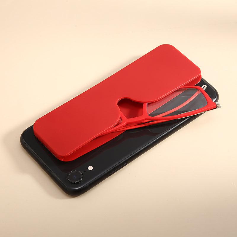 Metal Frame Portable Corrective Reading Glasses with Case Sticker