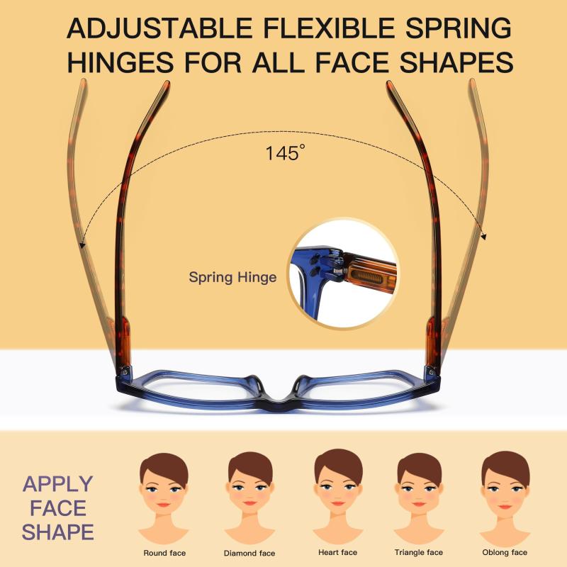 Light Blocking Reading Glasses Square Frame Computer Readers