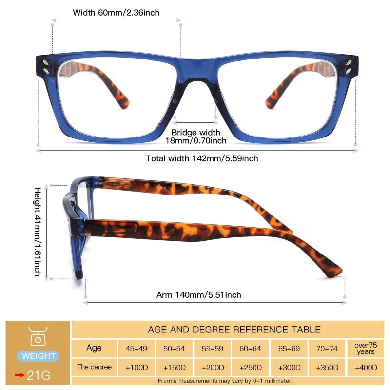 Light Blocking Reading Glasses Square Frame Computer Readers