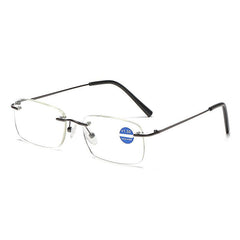 RL3512 Metal Squared Frame Rimless Light Blocking Reading Glasses