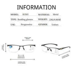 Metal Half Rim Progressive Lens Eyeglasses
