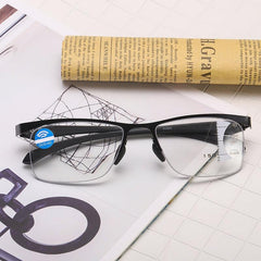 Metal Half Rim Progressive Lens Eyeglasses