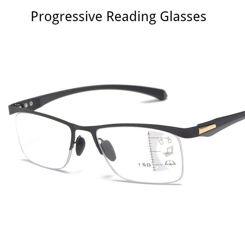 Metal Half Rim Progressive Lens Eyeglasses