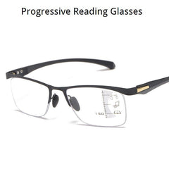 Metal Half Rim Progressive Lens Eyeglasses