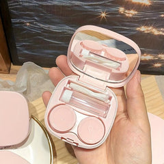 Macarone Square Love Lens Case Pupil Storage Box with Carrying Mirror
