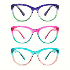 Cat Eye Reading Glasses Spring Hinges Light Blocking Crystal Shape Eyeglasses