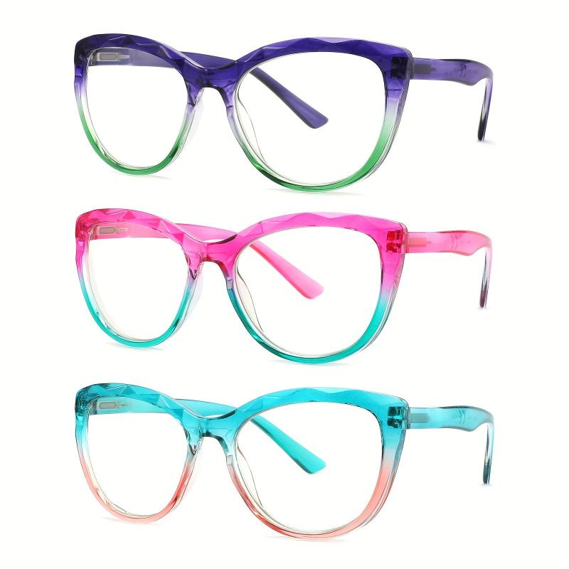 Cat Eye Reading Glasses Spring Hinges Light Blocking Crystal Shape Eyeglasses