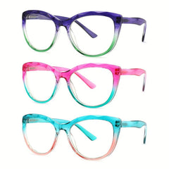 Cat Eye Reading Glasses Spring Hinges Light Blocking Crystal Shape Eyeglasses