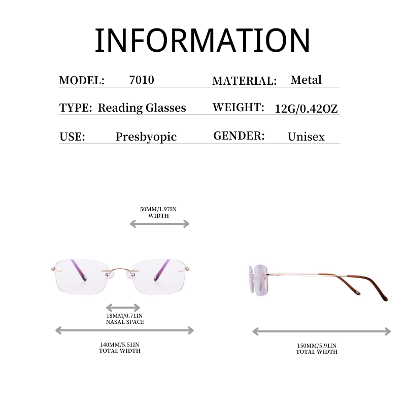 Metal Frame Light Blocking Reading Glasses Presbyopia Male Female Unisex
