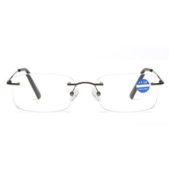 Metal Frame Rimless Light Blocking Reading Glasses